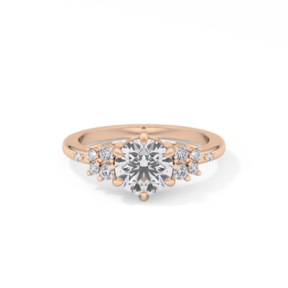 Round Cluster Lab Grown Diamond Engagement Ring