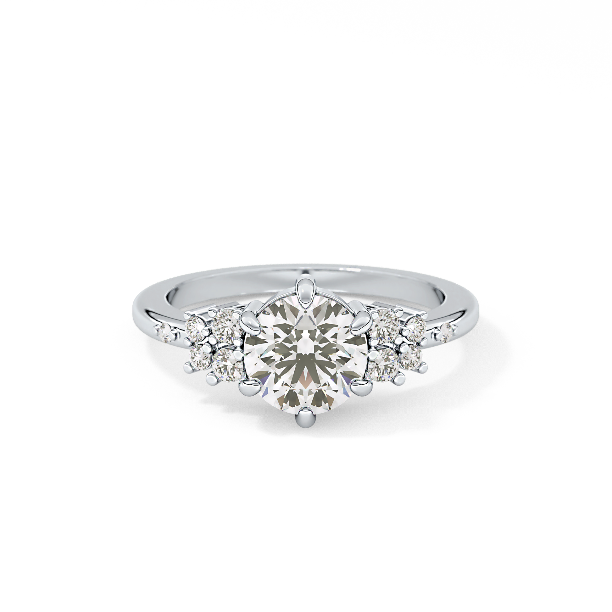 Round Cluster Lab Grown Diamond Engagement Ring