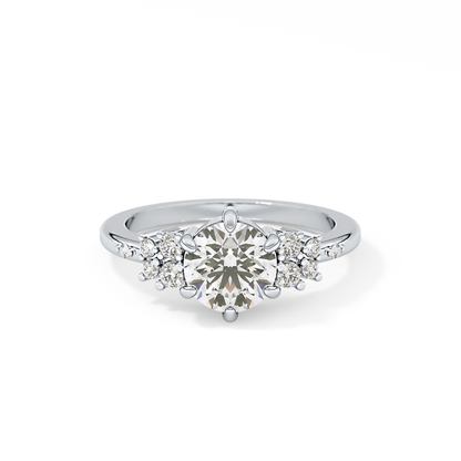 Round Cluster Lab Grown Diamond Engagement Ring