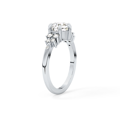 Round Cluster Lab Grown Diamond Engagement Ring