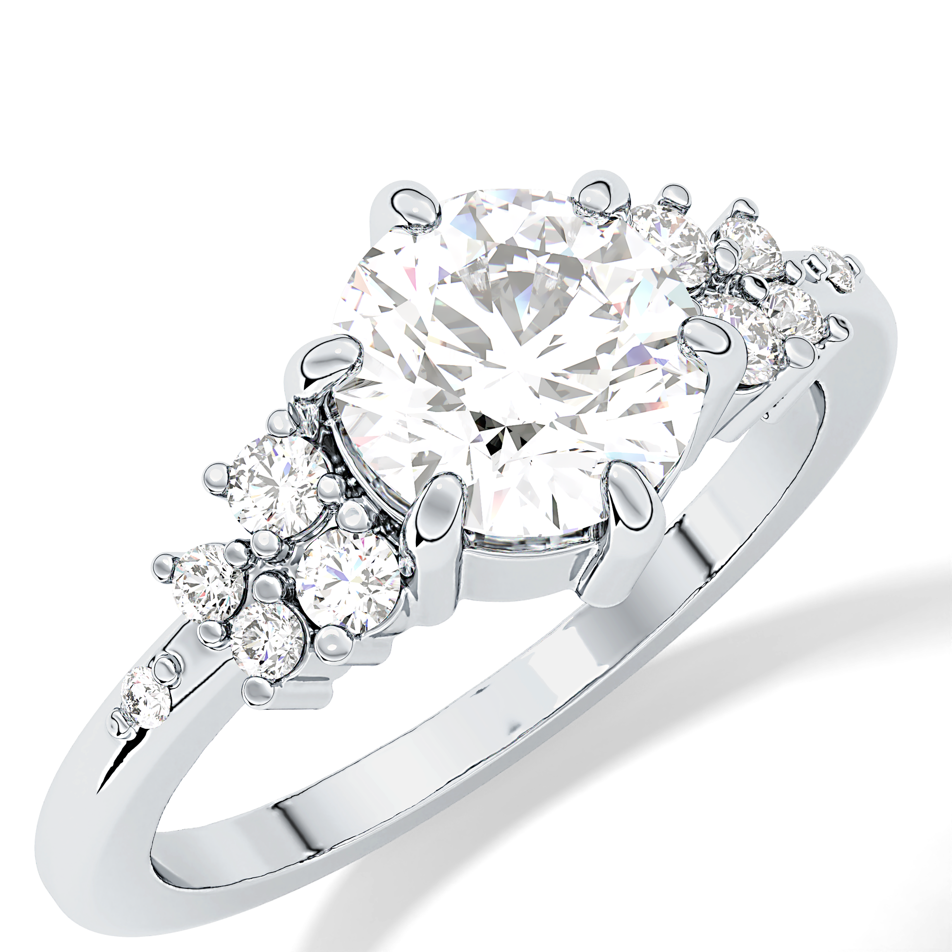 Round Cluster Lab Grown Diamond Engagement Ring