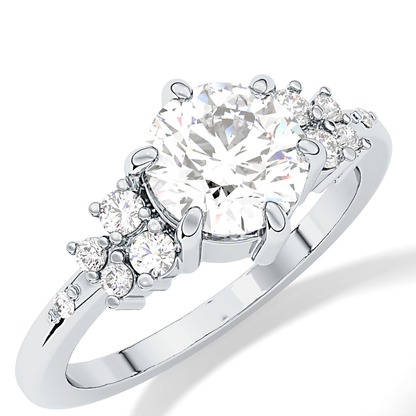 Round Cluster Lab Grown Diamond Engagement Ring