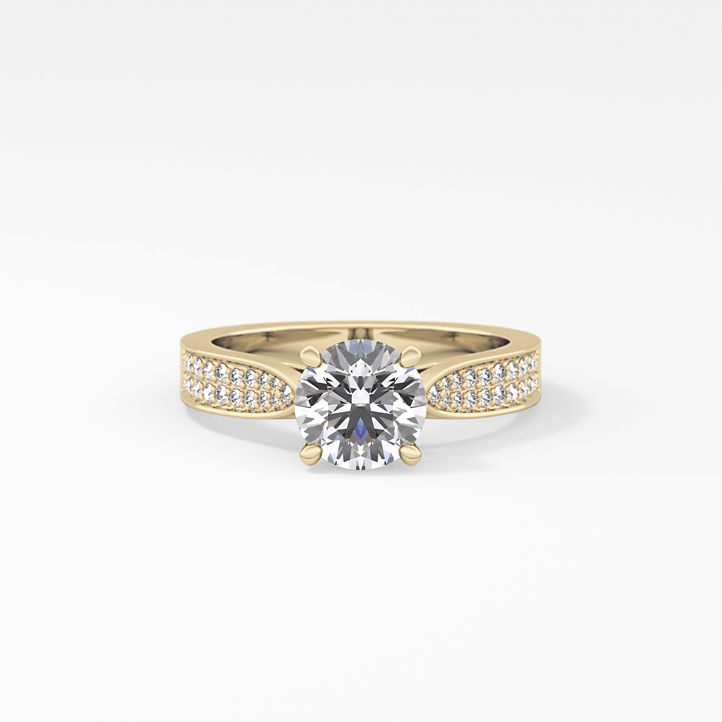 Round Pave Lab Grown Diamond Engagement Ring