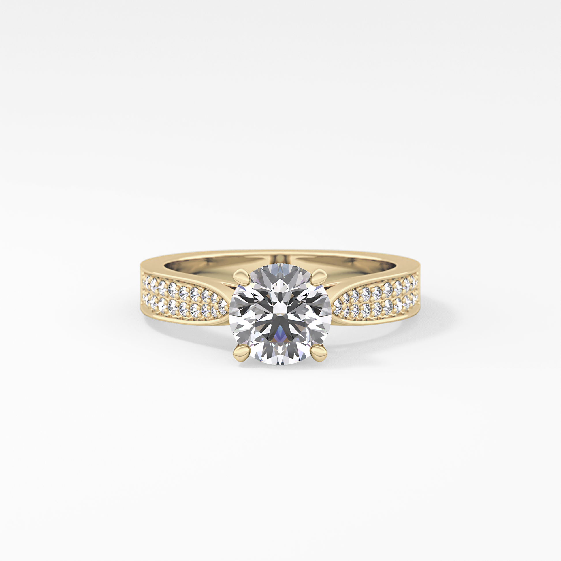 Round Pave Lab Grown Diamond Engagement Ring