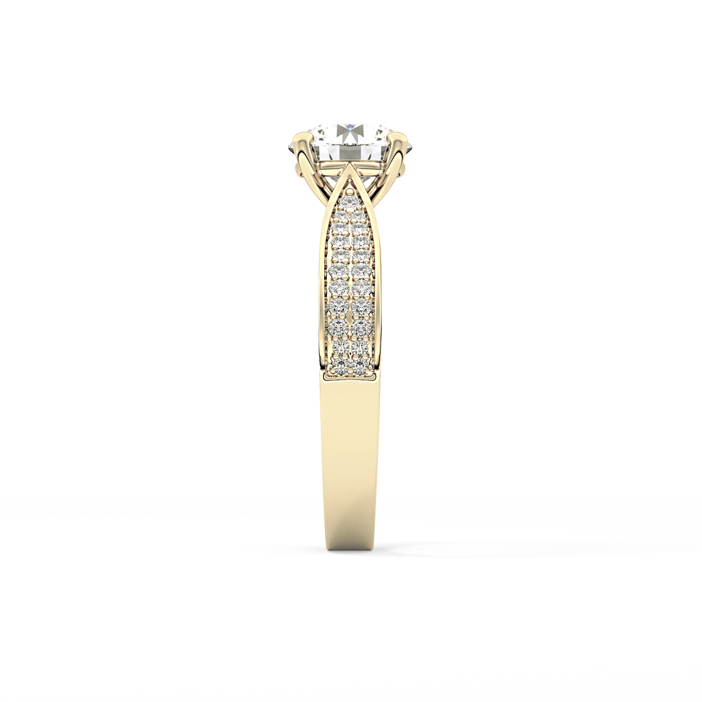 Round Pave Lab Grown Diamond Engagement Ring