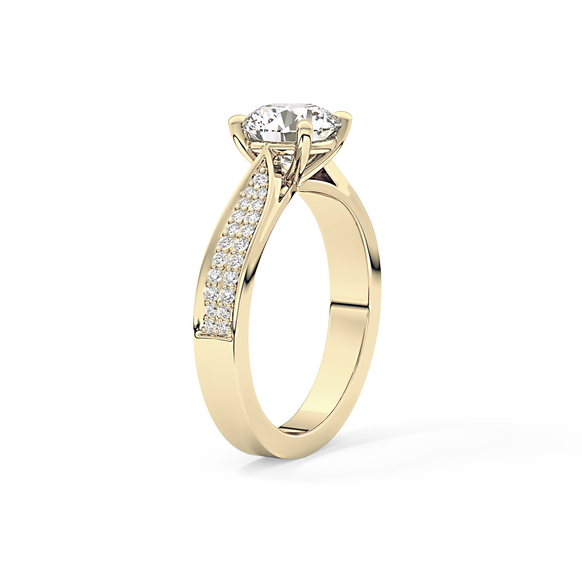 Round Pave Lab Grown Diamond Engagement Ring