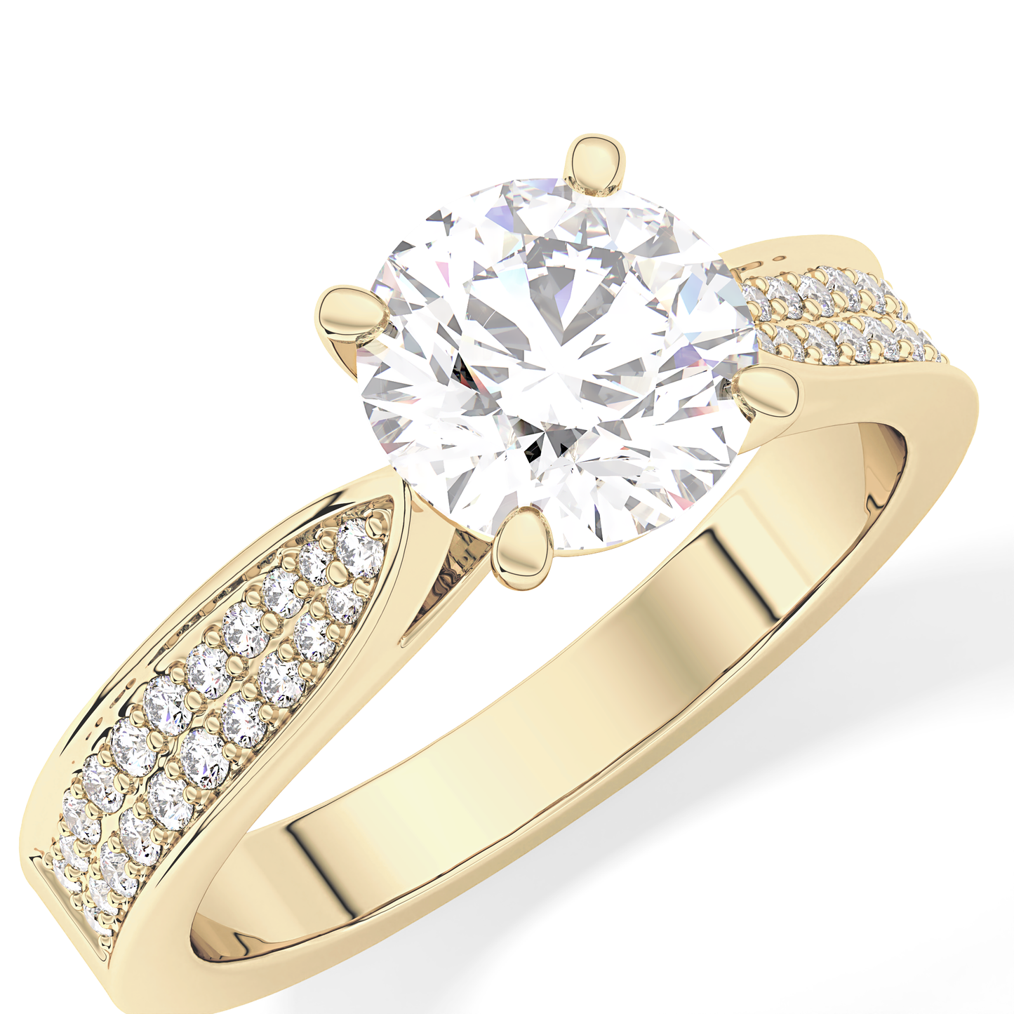 Round Pave Lab Grown Diamond Engagement Ring