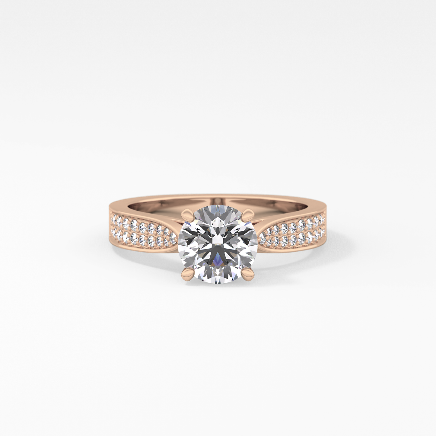 Round Pave Lab Grown Diamond Engagement Ring