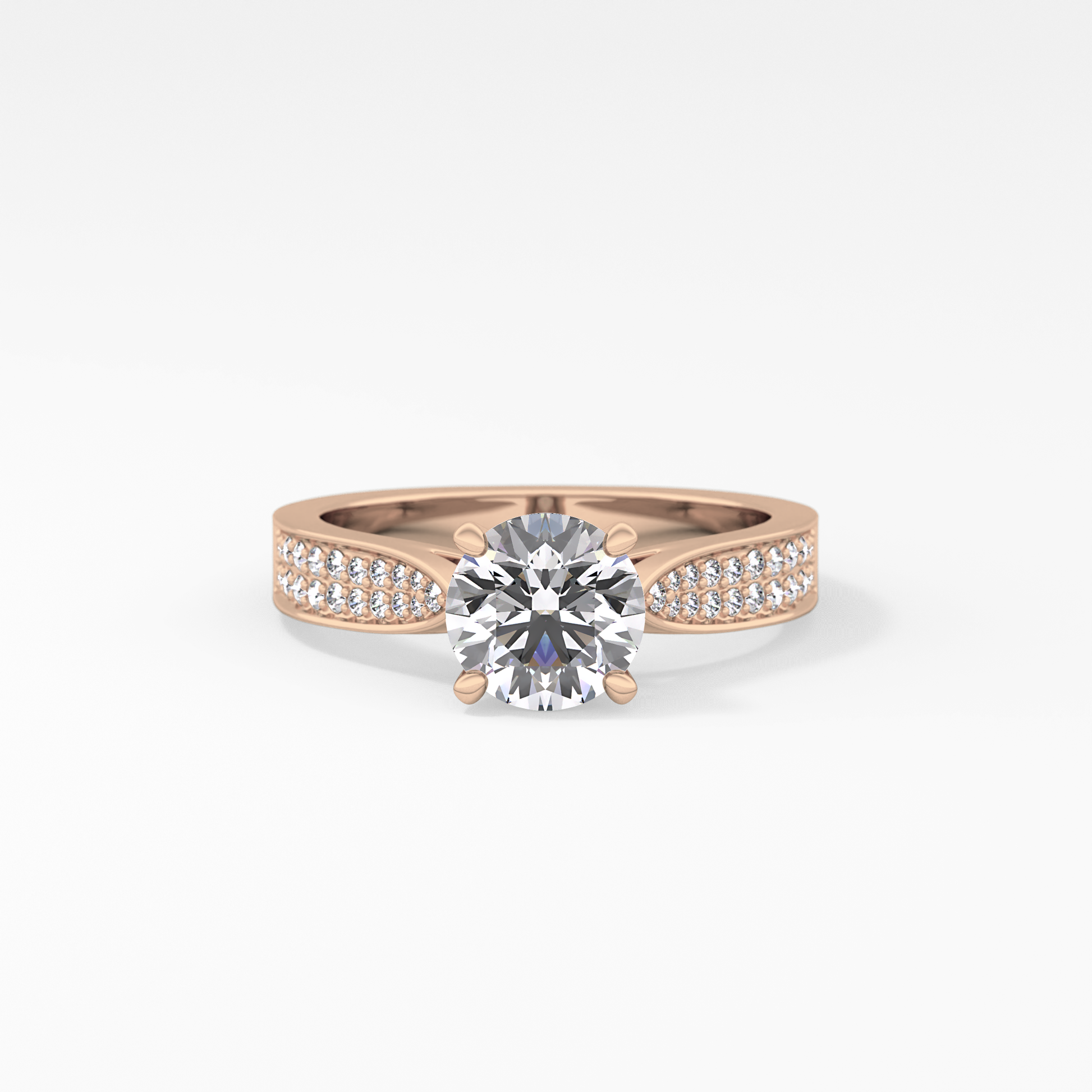 Round Pave Lab Grown Diamond Engagement Ring