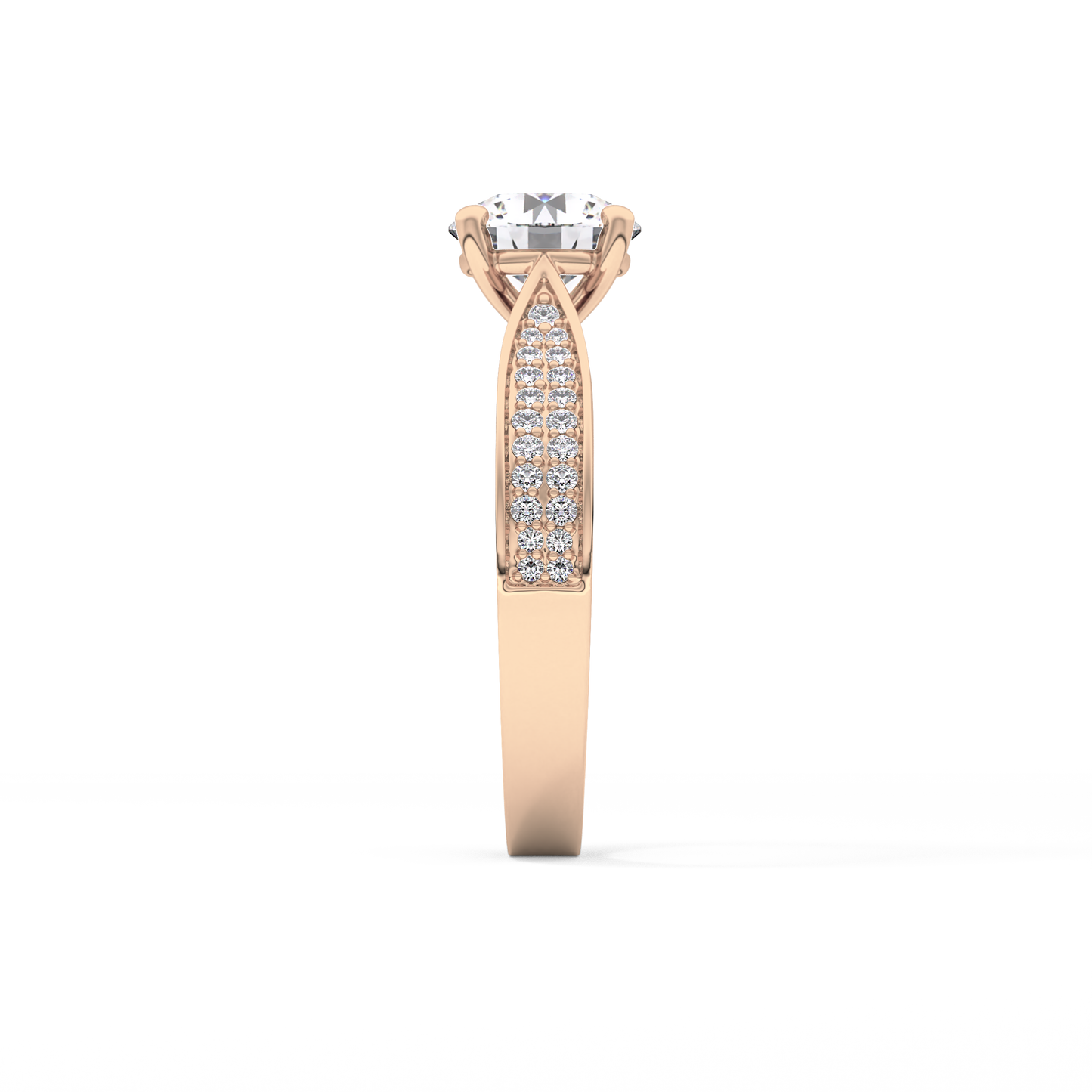 Round Pave Lab Grown Diamond Engagement Ring