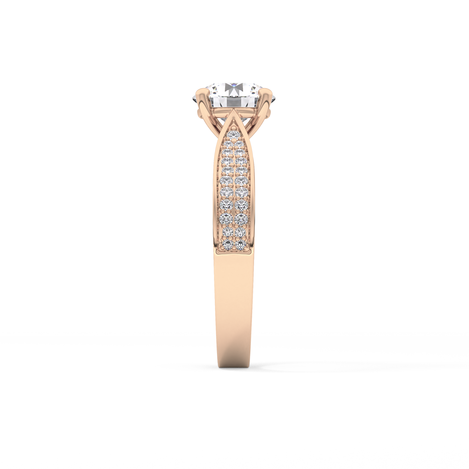Round Pave Lab Grown Diamond Engagement Ring
