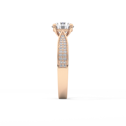 Round Pave Lab Grown Diamond Engagement Ring