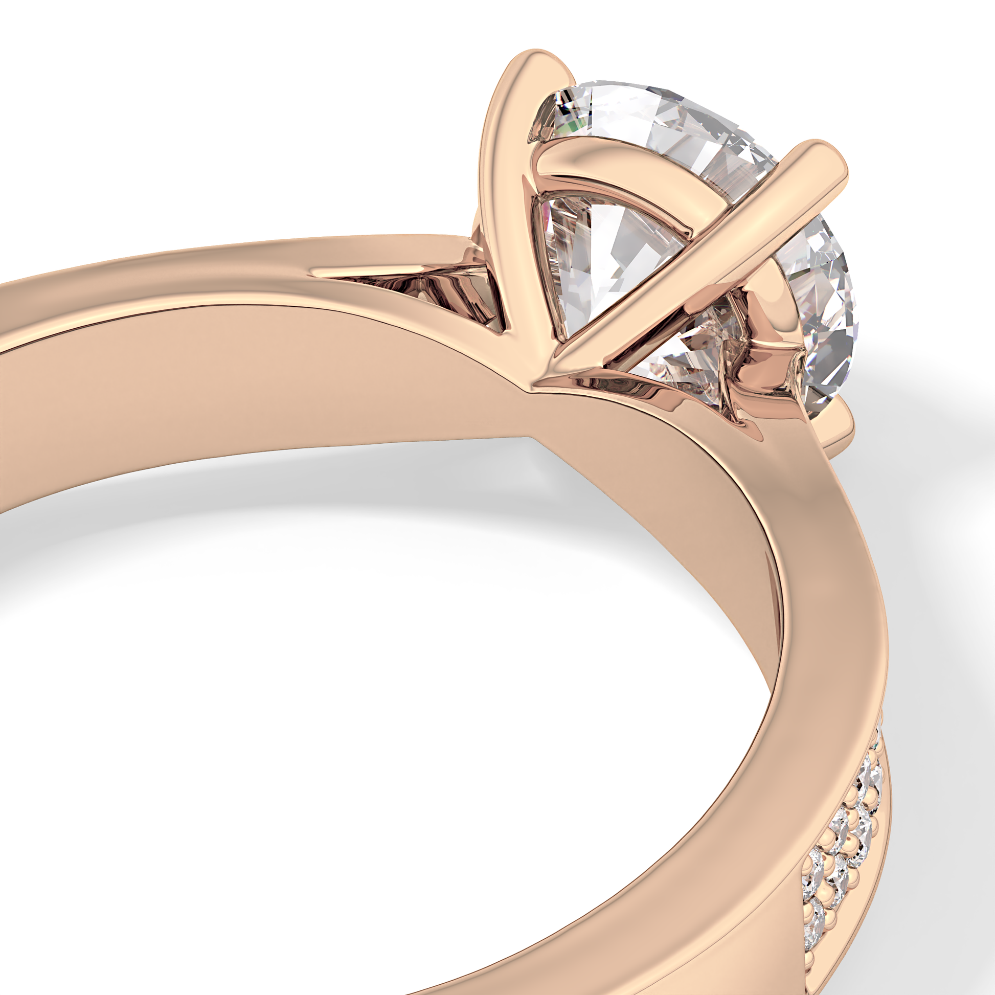 Round Pave Lab Grown Diamond Engagement Ring