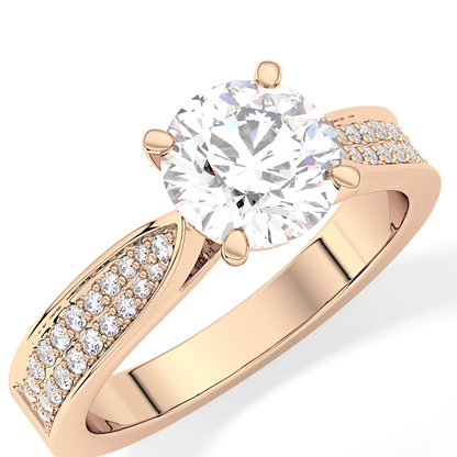 Round Pave Lab Grown Diamond Engagement Ring