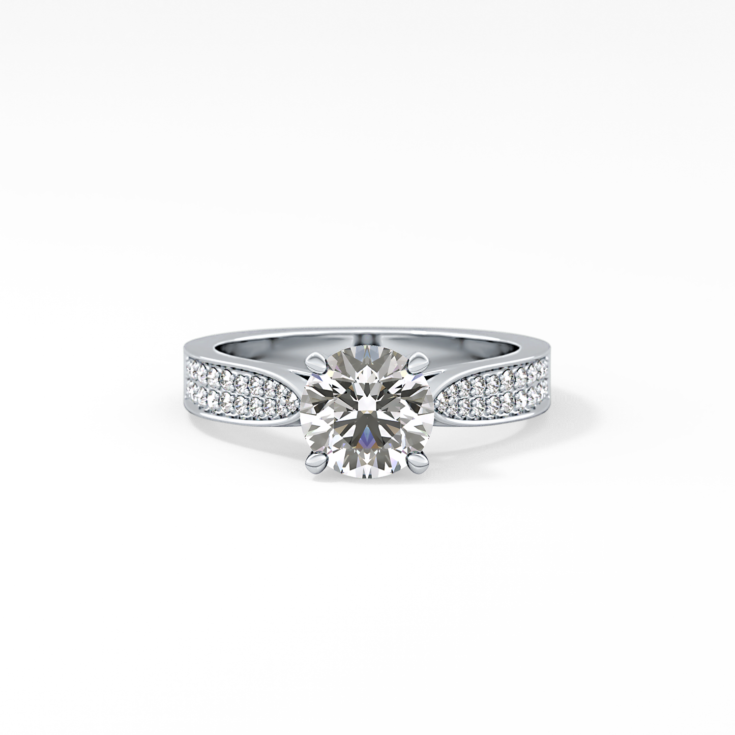 Round Pave Lab Grown Diamond Engagement Ring
