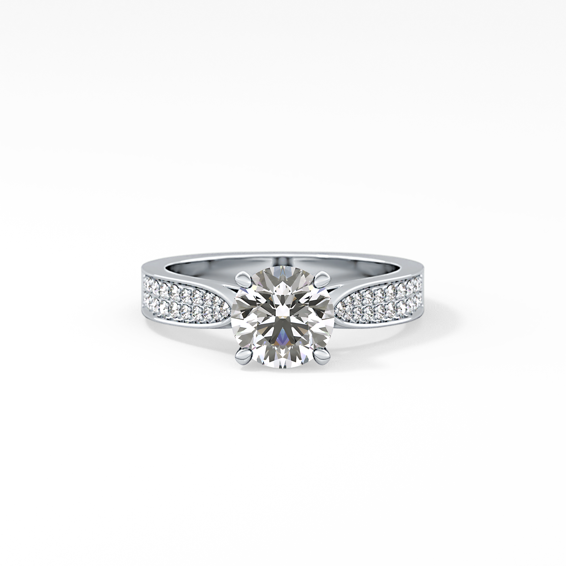 Round Pave Lab Grown Diamond Engagement Ring