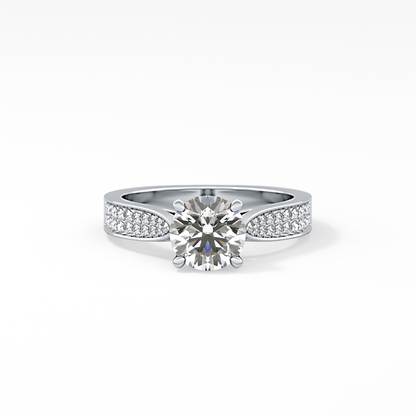 Round Pave Lab Grown Diamond Engagement Ring