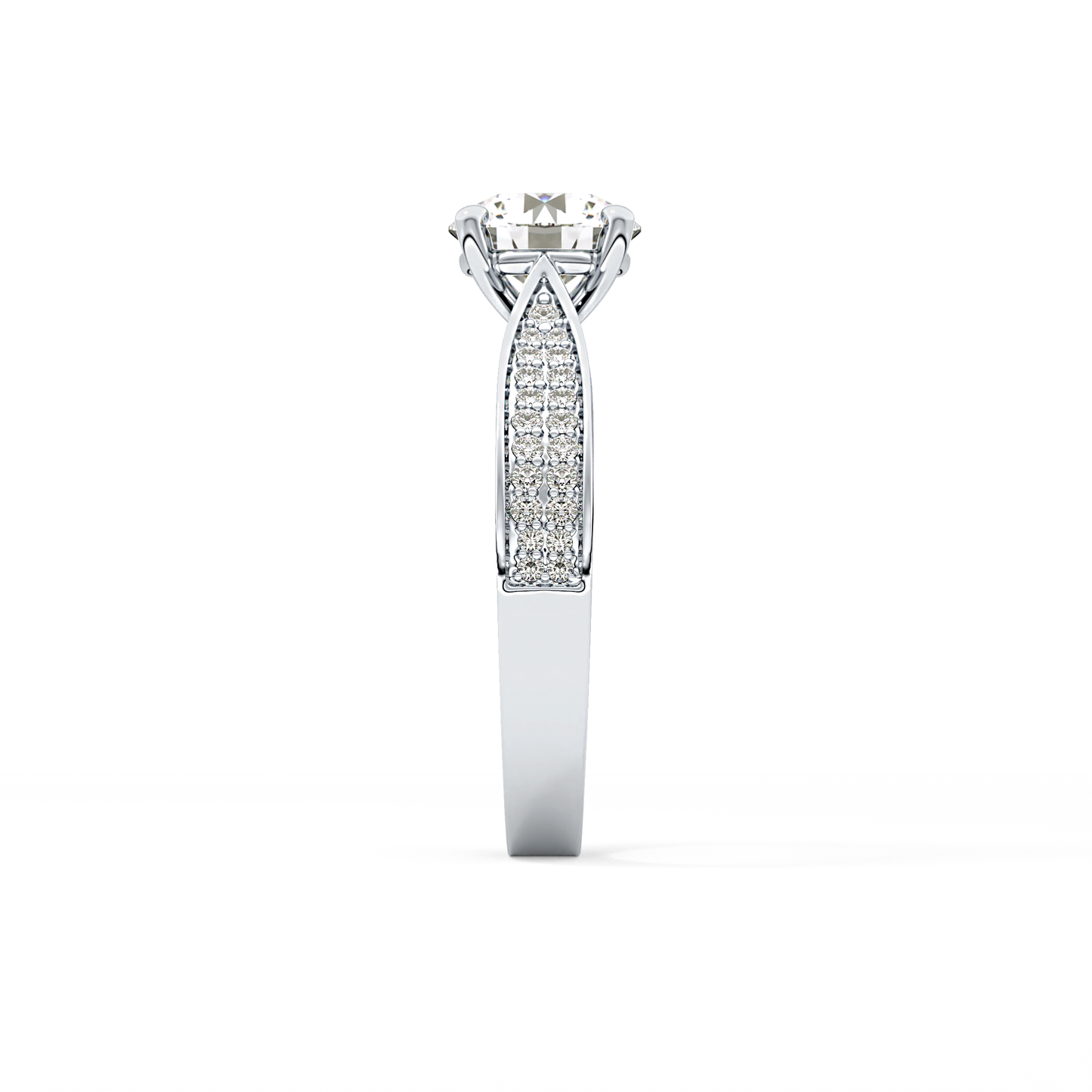 Round Pave Lab Grown Diamond Engagement Ring