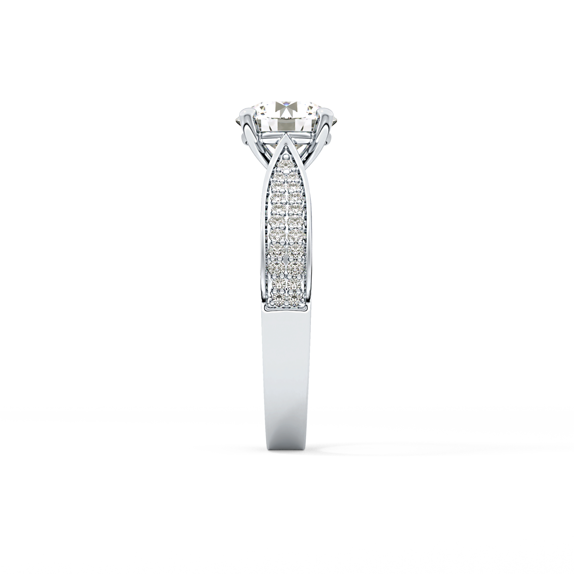Round Pave Lab Grown Diamond Engagement Ring