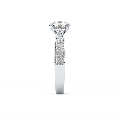 Round Pave Lab Grown Diamond Engagement Ring