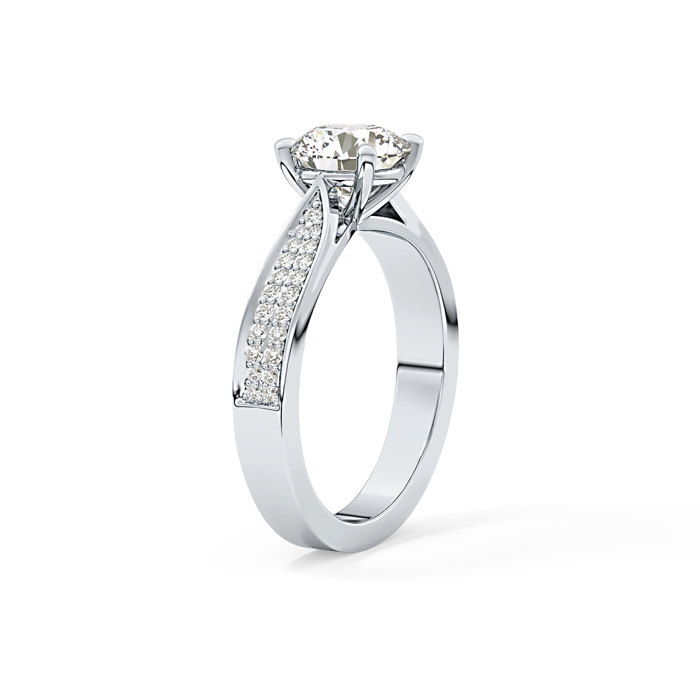 Round Pave Lab Grown Diamond Engagement Ring