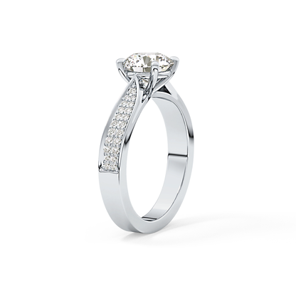 Round Pave Lab Grown Diamond Engagement Ring