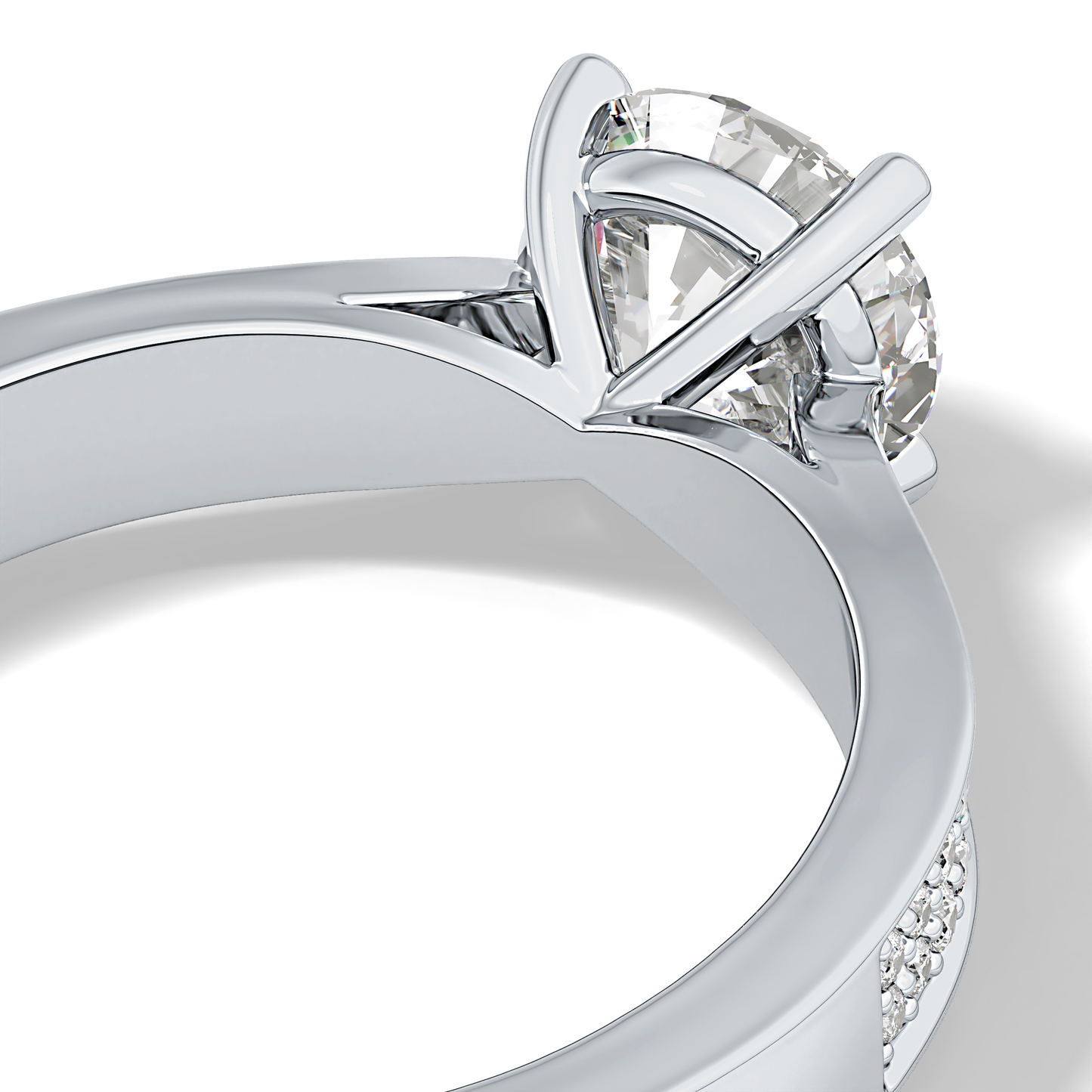 Round Pave Lab Grown Diamond Engagement Ring