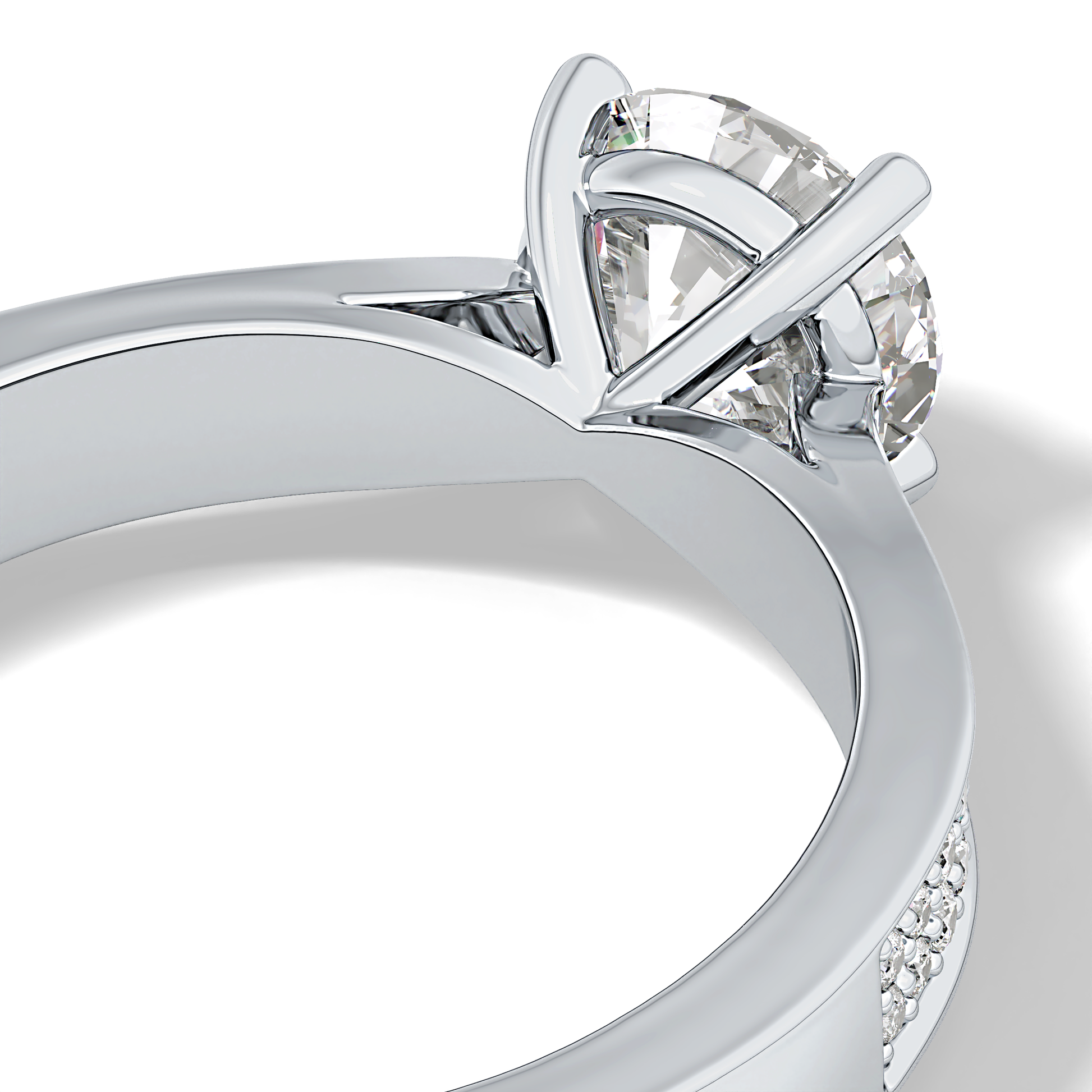 Round Pave Lab Grown Diamond Engagement Ring
