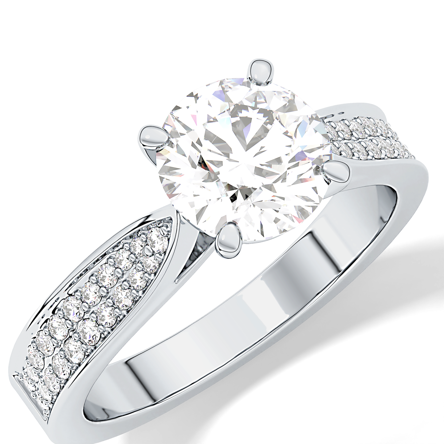 Round Pave Lab Grown Diamond Engagement Ring
