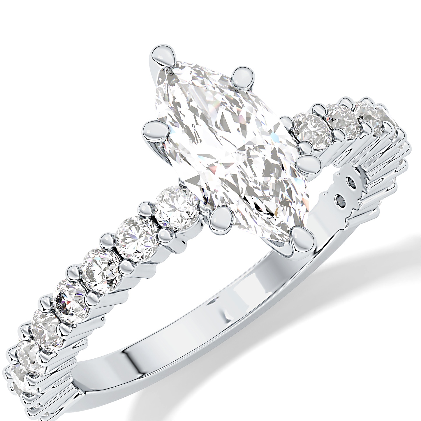 Marquise Pave Lab Grown Diamond Engagement Ring