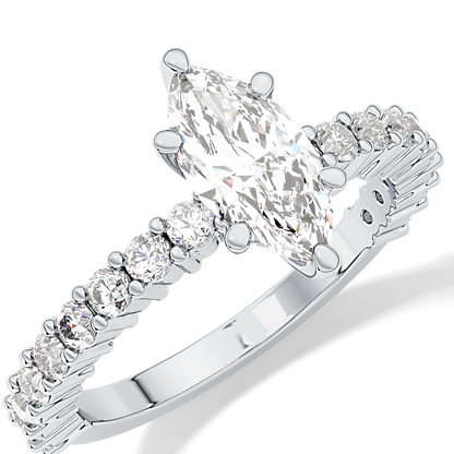 Marquise Pave Lab Grown Diamond Engagement Ring