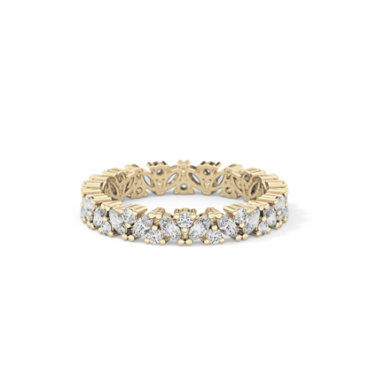 Full Eternity Wedding Band with 0.77 TCW Marquise and Round Cut Moissanite – Yellow, White, or Rose Gold