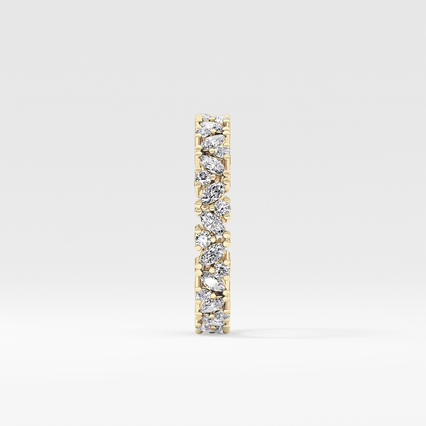 Full Eternity Wedding Band with 0.77 TCW Marquise and Round Cut Moissanite – Yellow, White, or Rose Gold