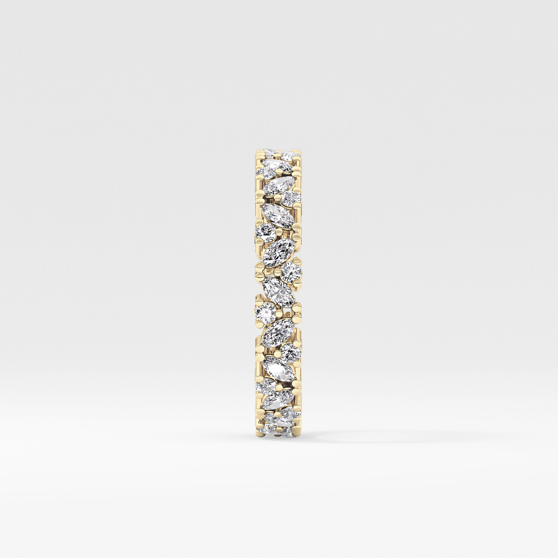 Full Eternity Wedding Band with 0.77 TCW Marquise and Round Cut Moissanite – Yellow, White, or Rose Gold