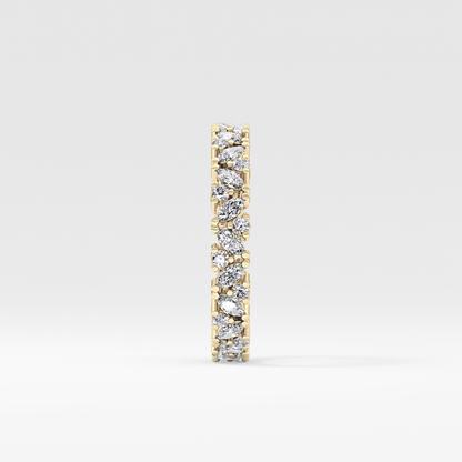 Full Eternity Wedding Band with 0.77 TCW Marquise and Round Cut Moissanite – Yellow, White, or Rose Gold