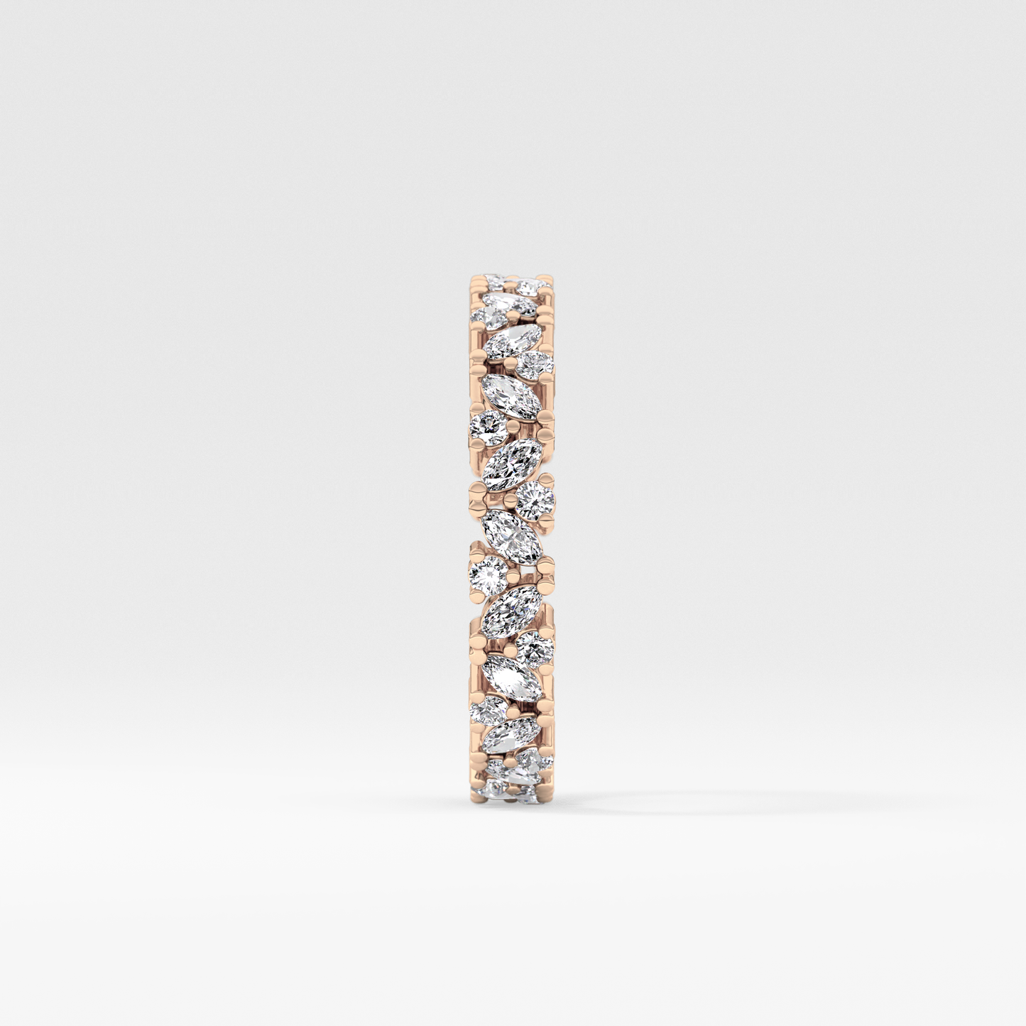 Full Eternity Wedding Band with 0.77 TCW Marquise and Round Cut Moissanite – Yellow, White, or Rose Gold