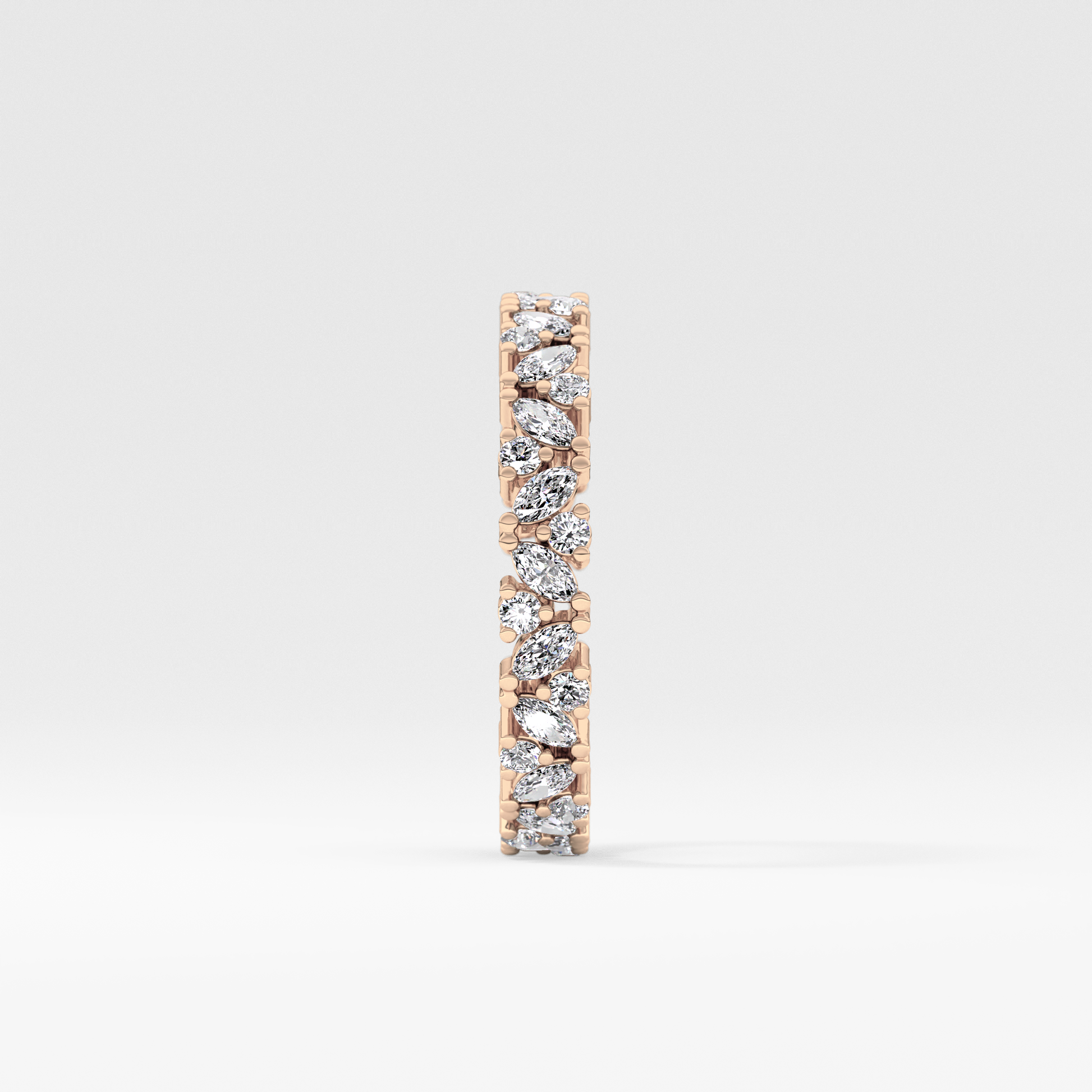 Full Eternity Wedding Band with 0.77 TCW Marquise and Round Cut Moissanite – Yellow, White, or Rose Gold