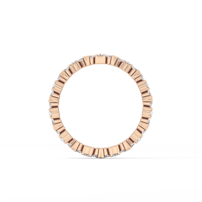 Full Eternity Wedding Band with 0.77 TCW Marquise and Round Cut Moissanite – Yellow, White, or Rose Gold