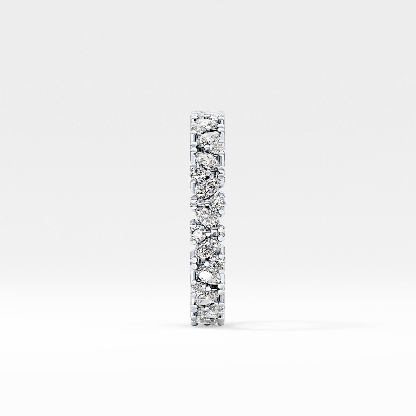 Full Eternity Wedding Band with 0.77 TCW Marquise and Round Cut Moissanite – Yellow, White, or Rose Gold