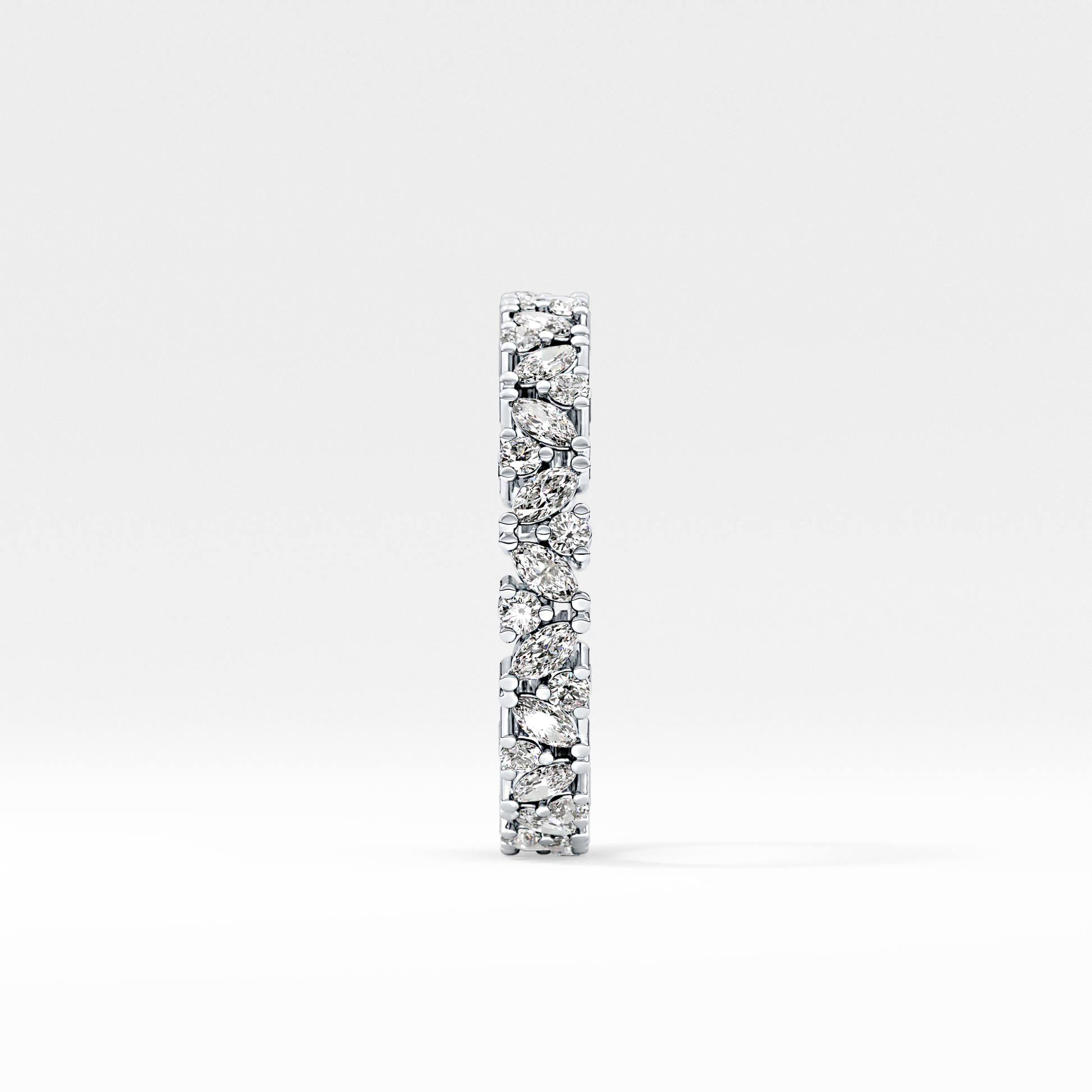 Full Eternity Wedding Band with 0.77 TCW Marquise and Round Cut Moissanite – Yellow, White, or Rose Gold