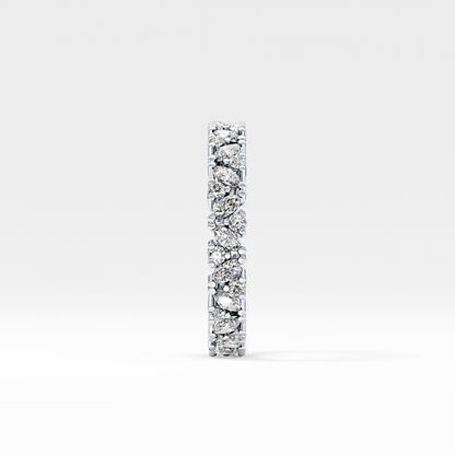 Full Eternity Wedding Band with 0.77 TCW Marquise and Round Cut Moissanite – Yellow, White, or Rose Gold