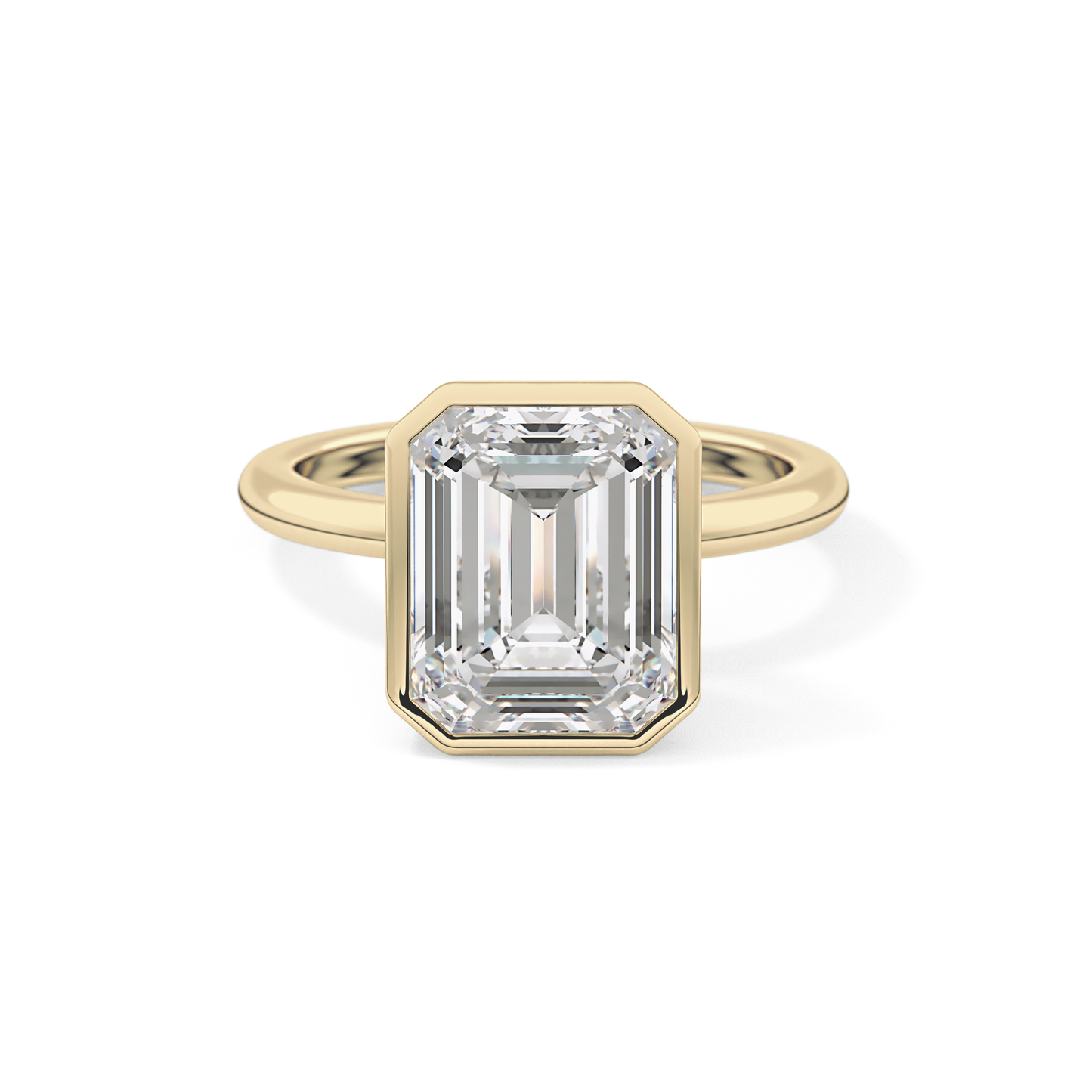 Emerald Solitaire Bezel Lab Grown Diamond Engagement Ring