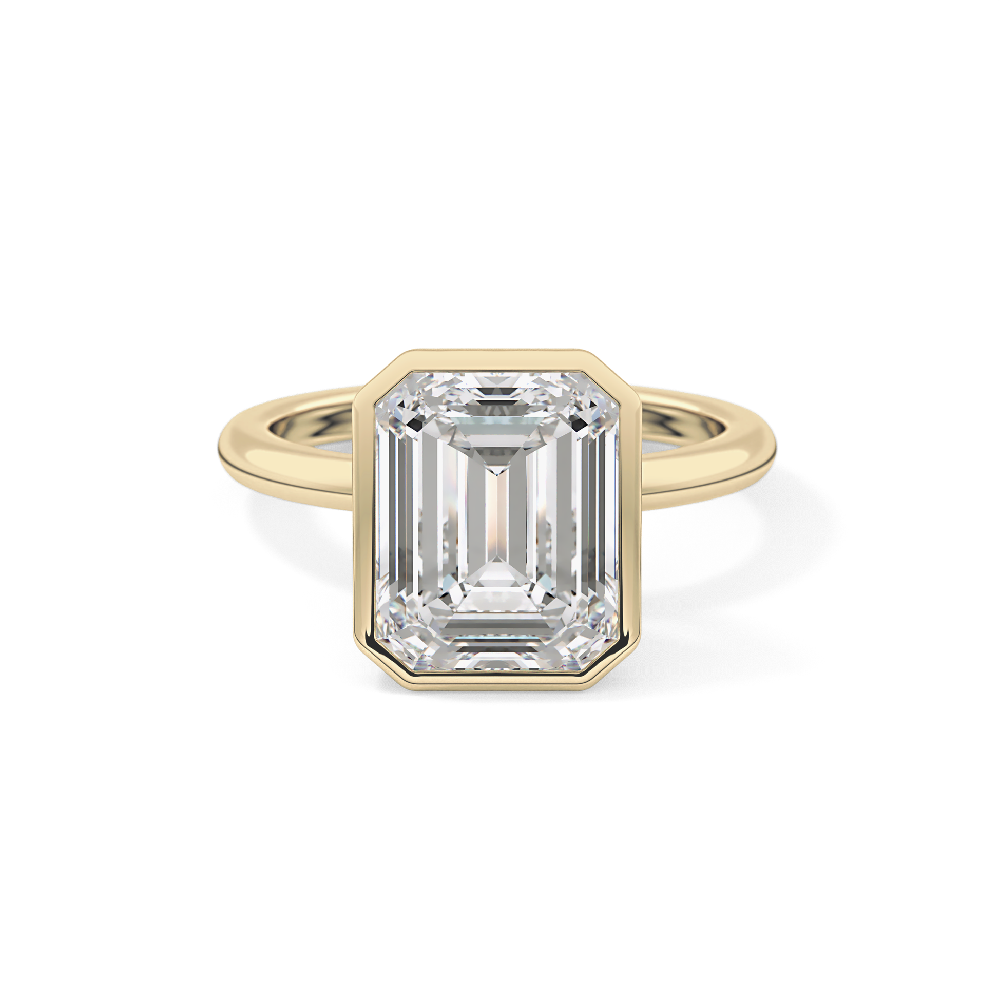 Emerald Solitaire Bezel Lab Grown Diamond Engagement Ring