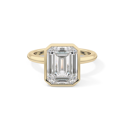 Emerald Solitaire Bezel Lab Grown Diamond Engagement Ring