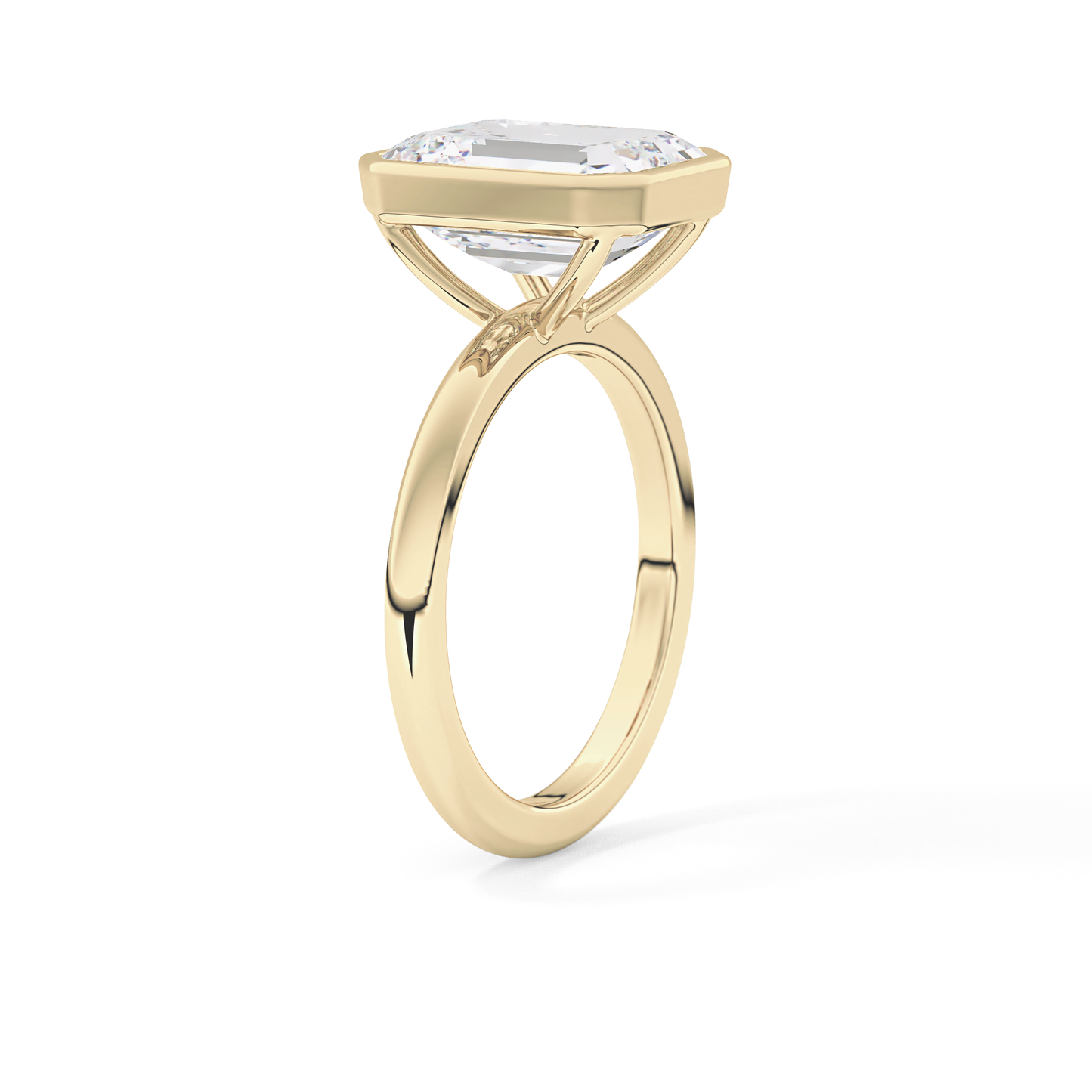 Emerald Solitaire Bezel Lab Grown Diamond Engagement Ring