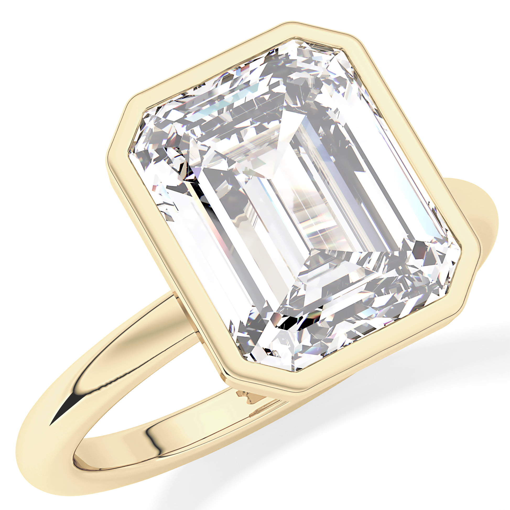 Emerald Solitaire Bezel Lab Grown Diamond Engagement Ring