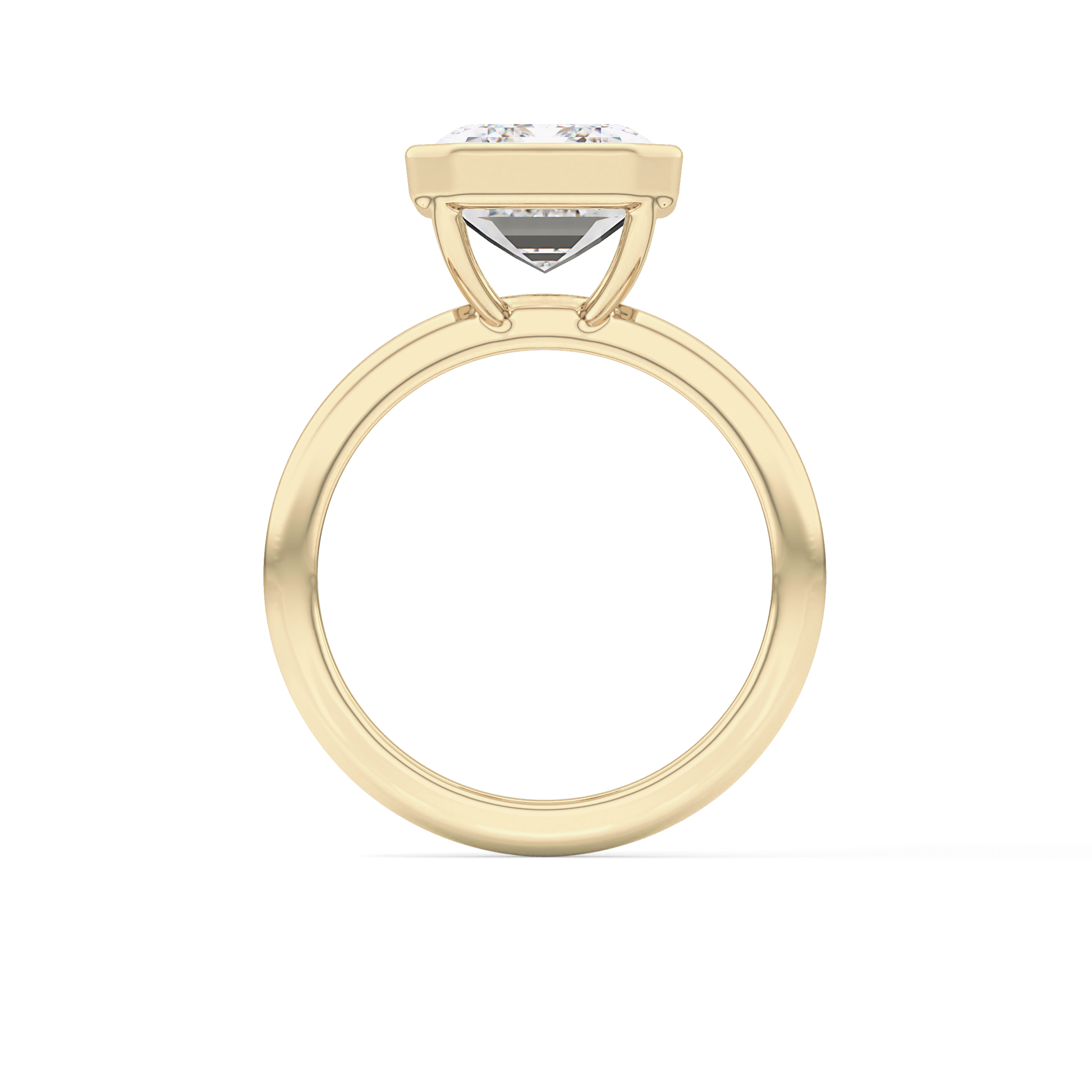 Emerald Solitaire Bezel Lab Grown Diamond Engagement Ring