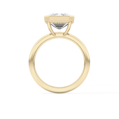Emerald Solitaire Bezel Lab Grown Diamond Engagement Ring