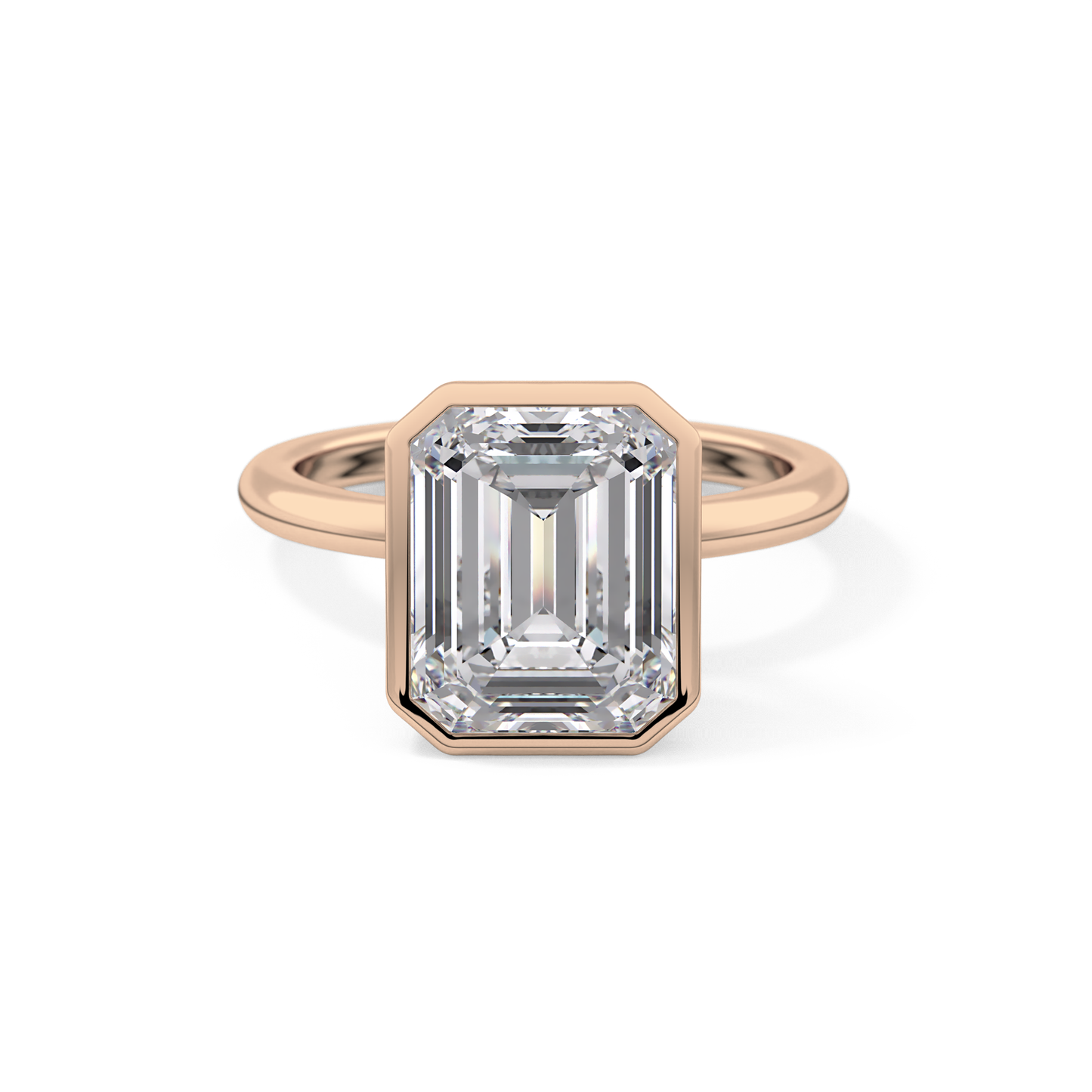 Emerald Solitaire Bezel Lab Grown Diamond Engagement Ring