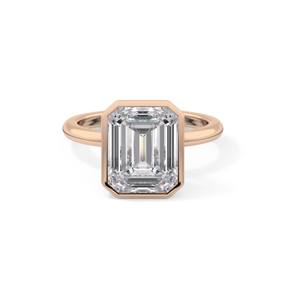 Emerald Solitaire Bezel Lab Grown Diamond Engagement Ring